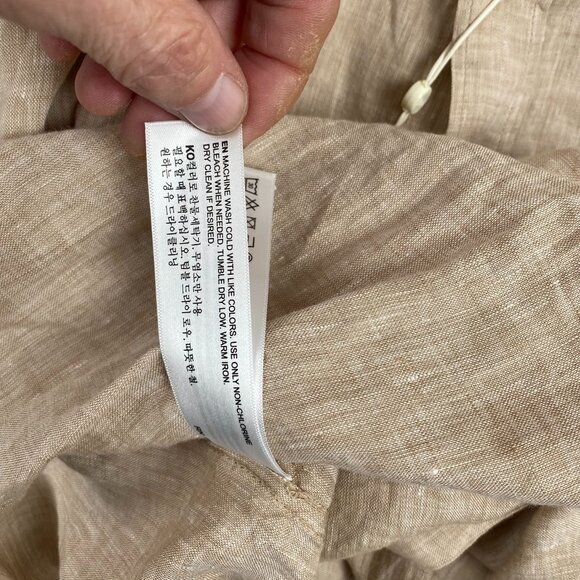 Porten & Ash Women's 100% Linen Long Sleeve Shirt Size XL Beige - Picture 12 of 14